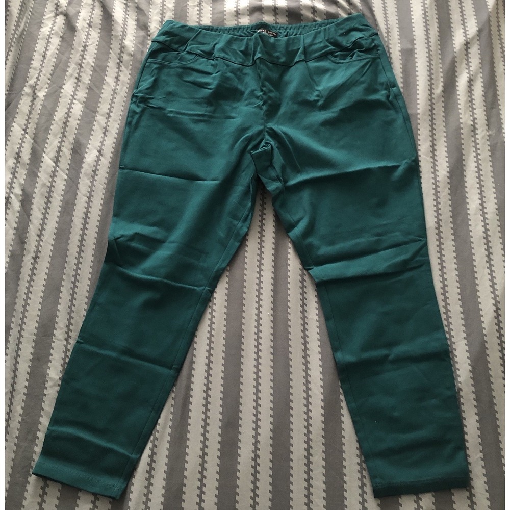 Susan Graver Weekend Premium Stretch Ankle Leggings Pockets 1XP Green‎ NWOT